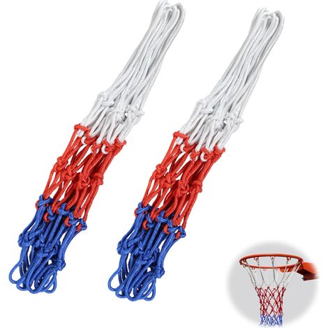 2 Tricolour Nylon Basketball Net Replacement Rim Standard Interior Resistant rain sun, suitable for outdoors, net protectors, outdoor use, sun and rain resistant (1/5)