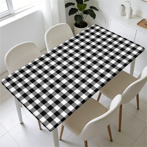 Housse de Protection pour Table Rectangulaire avec Élastique, Anti-Taches et Imperméable, Idéale pour Cuisine et Extérieur (1/5)
