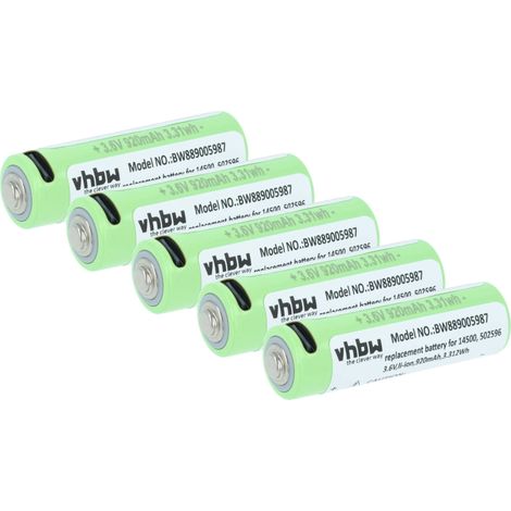 vhbw 5x batería compatible con Ledlenser ML4 Warm Light, P5R Core, P5R Work linterna. linterna frontal (0,92 Ah, 3,6 V, Li-Ion)