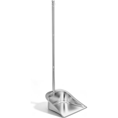 Pelle À PoussièRe en Acier Inoxydable avec Manche Long Pelle Nettoyage Ergonomique Pour Cuisine Et Maison Grande Ouverture Pour Balayage Sans Effort Rangement Des DéChets (1/5)