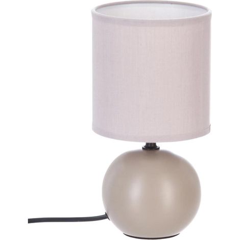 Lampe à Poser Céramique "Boule" 25cm Taupe Mat (1/2)