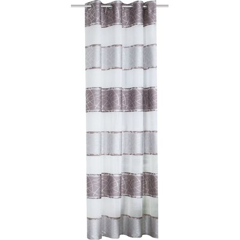 Home fashion Tenda Tessuto Decorativo a Righe Orizzontali con Motivo Jacquard, Poliestere, Grigio, 175 x 140 cm (1/2)