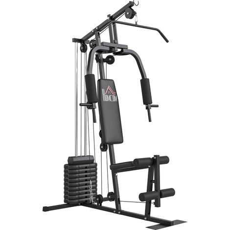 Fitnessstation mit 45-kg-Gewichten für das Heimtraining, 135 x 103 x 200 cm, Schwarz (1/5)