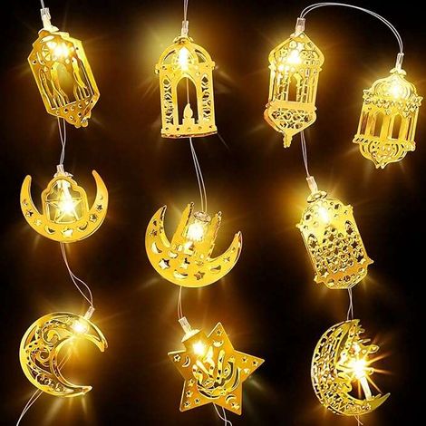Luci LED impermeabili per Ramadan, 1,65 m, colore oro