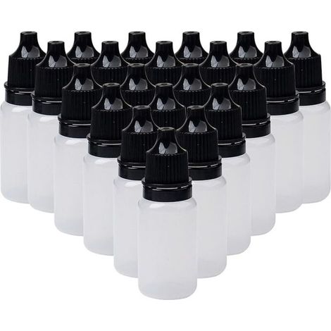 100 flacons compte-gouttes souples, en plastique translucide, vides, pour solution oculaire, 10 ml (1/5)