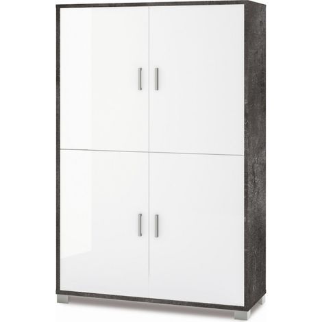 Mueble 4 Puertas 108L x 41P x h161 – Acabado Negro Mate y Blanco Brillante – Sarmog