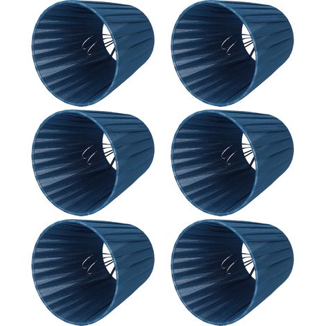 Lot de 6 abat-jour modernes et simples en tissu pour lustre ou applique murale à pince en cristal, bleu (1/5)