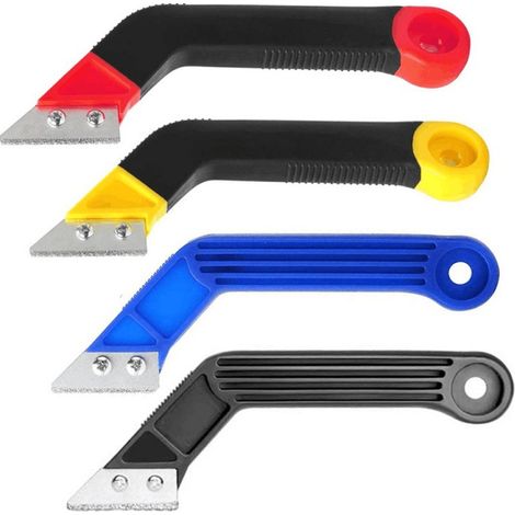 Lot de 4 outils de retrait de la mortier, râpe-joints, grattoir pour carrelage, cuisine, salle de bain, sol et carrelage de nettoyage bleu et noir (1/5)