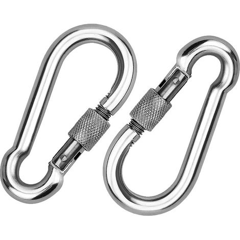 2 Pièces 304 Mousqueton en INOX, Mousqueton à Vis en Acier INOX, Mousqueton en Acier INOX, pour Accrocher des Cordes, des Chaînes, des Ceintures, des Câbles (1/5)