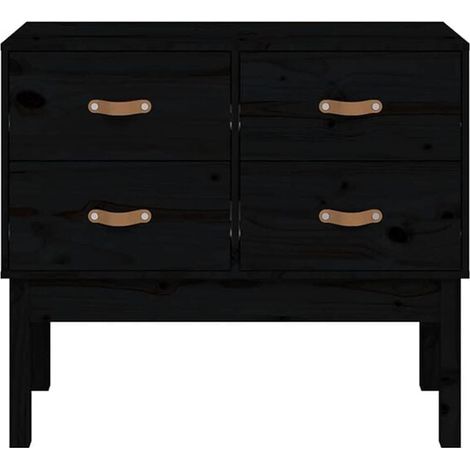 Console d'Entrée en Bois Massif de Pin, Meuble de Couloir Noir 90x40x78 cm, Table d'Appui Moderne avec Rangement pour Salon et Entrée (1/5)
