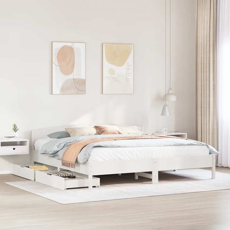 Massivholzbett ohne Matratze Weiß 180x200 cm Kiefernholz vidaXL (1/5)