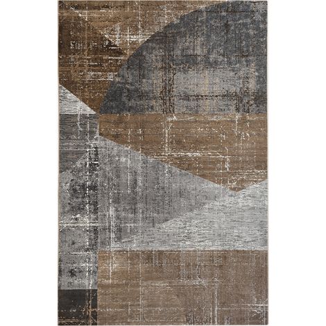 Tapis moderne géométrique pour salon Double Marrone MAR011 (1/3)