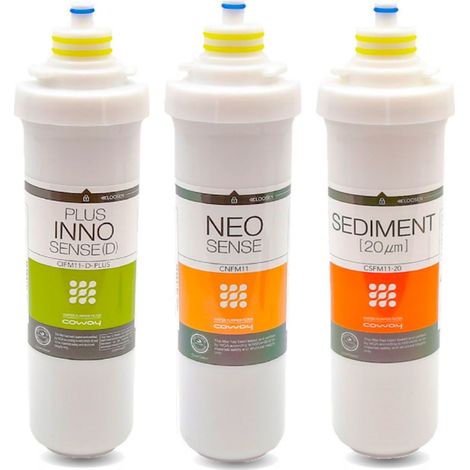 Kit 3 Filtros Recambio Ósmosis Inversa COWAY P-160L Circle – Prefiltro, Neo-Sense, Post-filtro Carbón