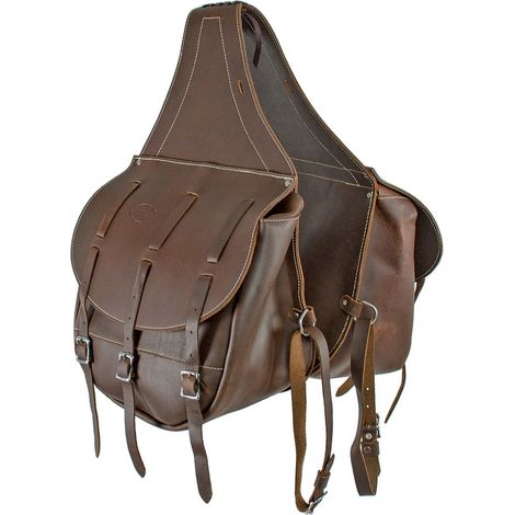 Marron - Sacoche arrière en cuir avec fermeture à 3 lacets