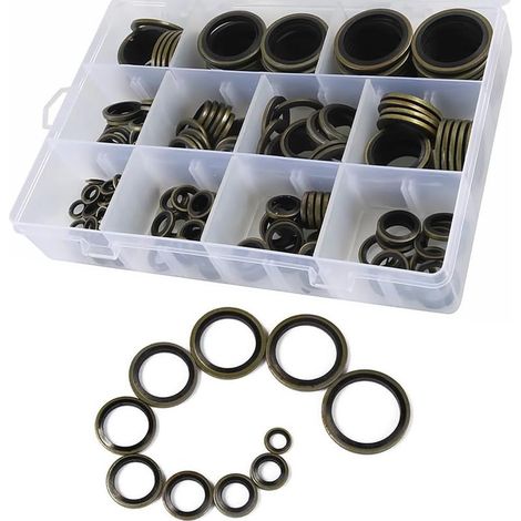 245 Pièces Joint D'huile Rondelles D'étanchéité, Joints D'étanchéité Hydrauliques Avec Lèvre En Caoutchouc, Bague D'étanchéité Bouchon Vidange D'huile Assortiment, Joint Bouchon Vidange(Noire) (1/5)