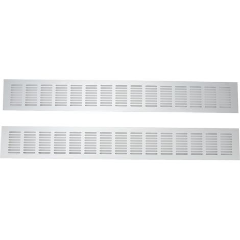 Set di 2 griglie di ventilazione rettangolari in lega di alluminio per armadi, scarpiere, guardaroba, 80 x 600 mm