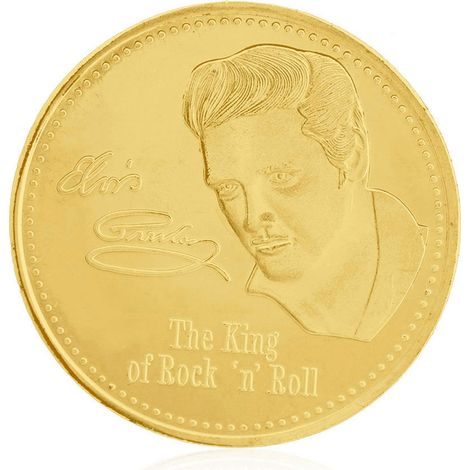 Pièce commémorative métallique Elvis Presley - Collection souvenir en or - Art et collection (1/5)
