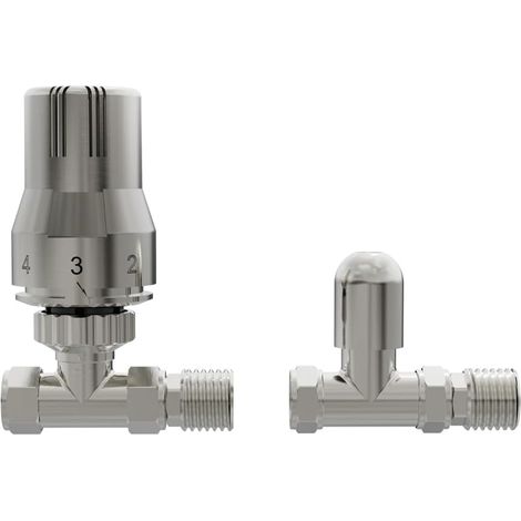 Warmehaus Satin Nickel Straight Thermostatic Radiator Valve 15mm