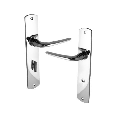 Ouvre&Déco – Poignées de porte d'entrée à cylindre – 2 unités – Zamak chromé brillant – Entraxe 195 mm – Verrou de condamnation