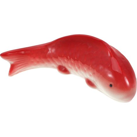 Figurine de Poisson et Facile à Nettoyer en Céramique Rouge Flottante Solide pour Décoration Intérieure et Extérieure pour Maison et Étang (1/5)