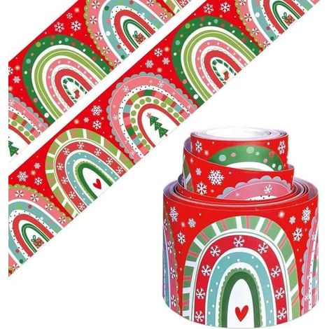 Rouleau de 10 mètres de bordure arc-en-ciel de Noël - Bordure décorative festive pour tableaux d'affichage et décorations murales de classe (1/5)