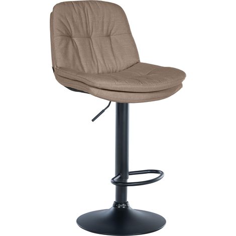 Sgabello alto x1 per cucina e bar con seduta in morbido tessuto color tortora e struttura in metallo nero 100005690