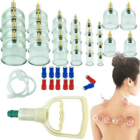 24 ventouses Biomagnétiques Thérapie traditionnelle chinoise Ventouses Set Ménage Sortez Kit Ventouses Sous Vide/Massage Chinois Ventouses Médicales Set Aspiration Acupuncture (1) (1/5)