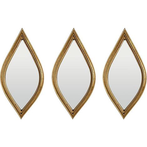Lot de 3 miroirs losanges arrondis doré 12x24cm (1/2)