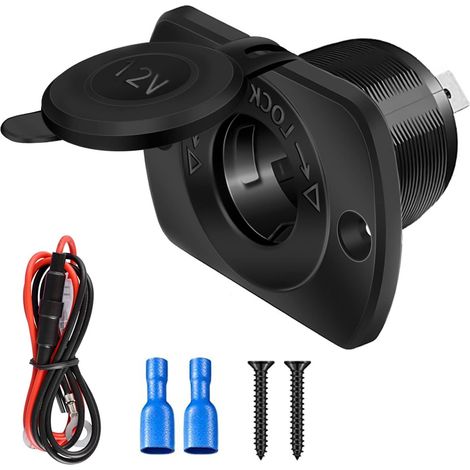 Toma de mechero Ineasicer, 12-24 V, impermeable, para coche, barco, motocicleta, todoterreno, con cable de conexión de 60 cm (1 unidad) (1/5)