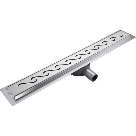 Caniveau de Douche Italienne en Acier Inox Siphon Sol Réglable 360 d'évacuation pour Salle de Bain Rectangulaire à Carreler 70 cm (1/5)