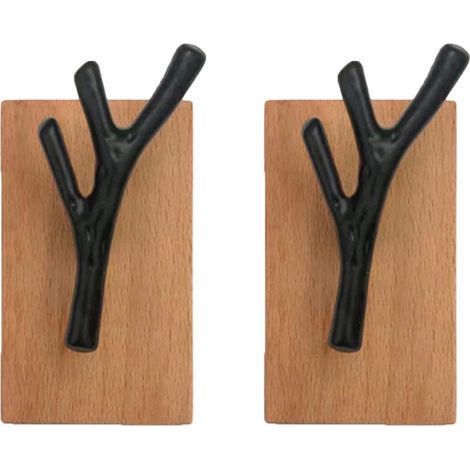 Patère Porte Manteau Murale Vintage 2PCS Crochet pour Porte en Bois Forme de Branche Crochet Mural Bois pour Porte Manteau Salle de Bain Cuisine (1/5)