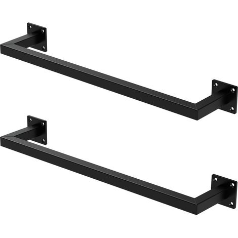 ML-Design 2er Set Kleiderstange Rechteck für die Wand, T12cm x B60cm, Schwarz, aus Stahl, Garderobenstange U-Form, Kleiderständer Wandmontage, Kleidergestell Garderobenhalter, inkl. Montagematerial (1/5)