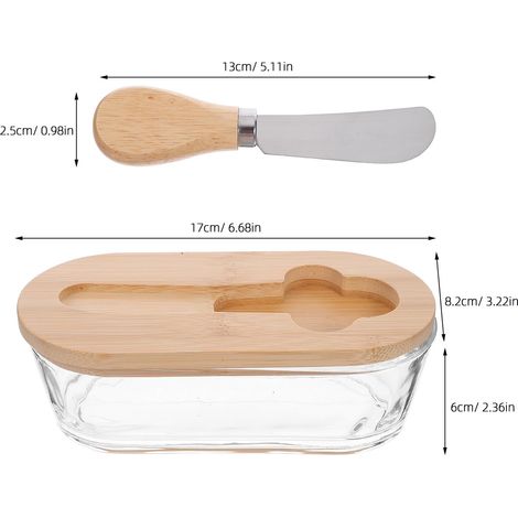 Beurrier rectangulaire de 300 ml avec couvercle et couteau - Boîte hermétique pour conserver la fraîcheur du beurre (1/4)