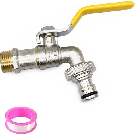 Robinet de jardin 1/2" en laiton, 1 bandes d'étanchéité à rouleau, résistant à la chaleur et au gel,robinet extérieur en laiton pour pour Jardin, Lave-Linge et Récupérateur d'Eau de Pluie (1/4)