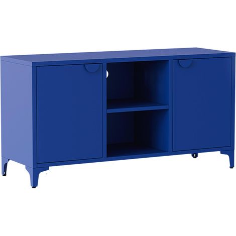 Buffet moderne 2 portes L120 cm en métal bleu foncé