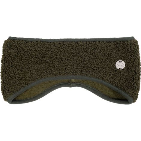 Taglia unica, blu scuro: Fascia elastica invernale per la testa in morbido tessuto ricciolino teddy look modello Linnea