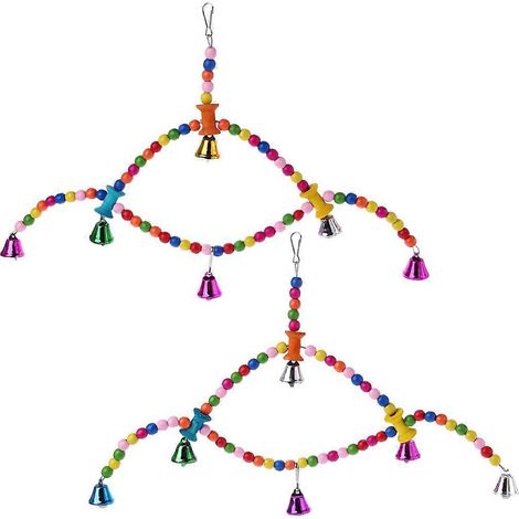 Vogelschaukel aus Holz, Sitzstange, Spielzeug, Papageienleiter, bunte Holzperlen für kleine Vögel