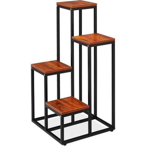 Scaffale per piante a scala per soggiorno veranda 100 x 40 x 40 cm design nero in acciaio nero 130010957
