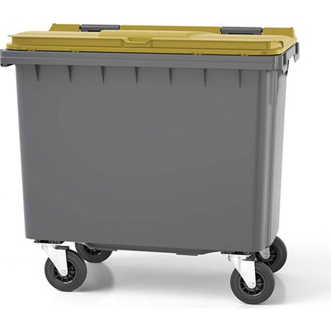Contenitore per rifiuti da 660 litri con maniglia frontale - Colore del coperchio giallo limone - 1268 x 797 x 1202 mm - 210009GAGA/JC (1/5)