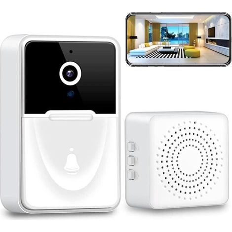 cámara de timbre, vídeo 1080p, visión nocturna, intercomunicador bidireccional, Wi-Fi 2.4G, para exteriores (1/5)