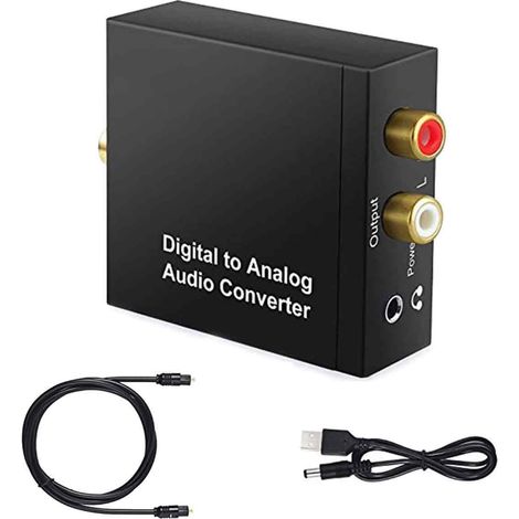 Convertisseur Audio Numérique-Analogique - Optique Toslink et Coaxial S/PDIF vers RCA Stéréo - Pour Système Hi-Fi Home Cinéma - 1 Pièce