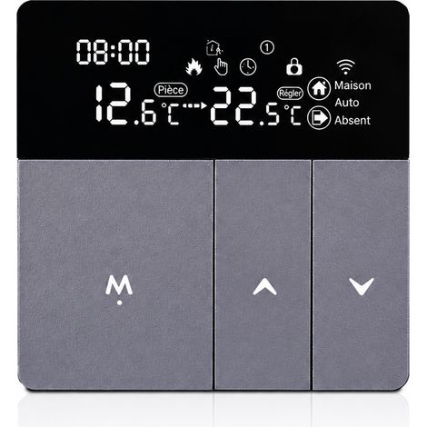 Thermostat Connecté 8686mm 14 × 13 × 9 cm chauffage à eau 3A WiFi avec fonction de liaison gris – Livraison gratuite