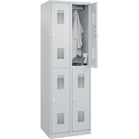 C+P Armoire à casiers double étage Base PLUS, 4 compartiments, 1850x600x500mm, 7035/7035 (1/5)