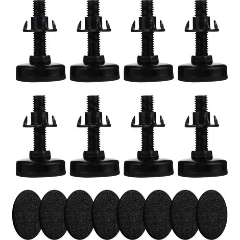 Pieds de Meubles Réglables Lot de 8 Niveleurs de Meubles Noirs Feutre Épais Haute Densité en Acier Carbone et PP Adaptés pour Café et Maison (1/5)