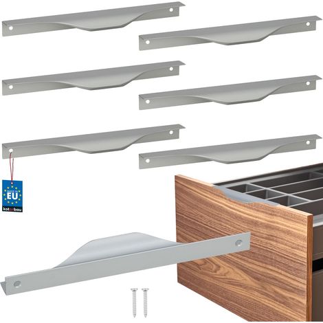 KOTARBAU® Moderne Möbelgriffe aus Aluminium mit silberner Kante, 192/212 mm, 6er-Set