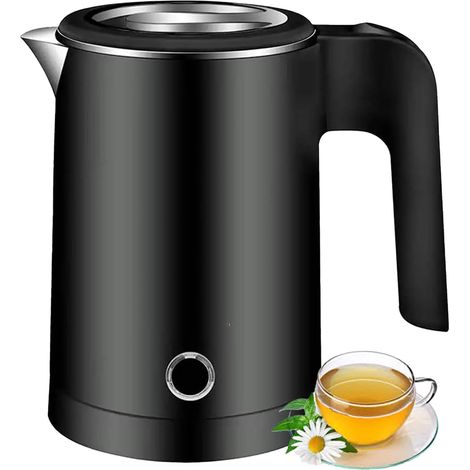 Bouilloire électrique en acier inoxydable 0,5 l, 600 W, bouilloire portable, petite bouilloire électrique, idéale pour la maison, le bureau et les voyages, sans BPA (noir) (1/5)