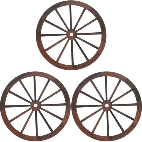Panneau Décoratif Murale Bois - 25 x 25 cm - Style Rétro Rustique - Pour Salon Bureau Jardin - Lot de 3 (1/5)