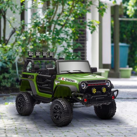 AIYAPLAY Buggy 4x4 Coche eléctrico UTV para niños con control remoto de 2.4 GHz, 2 motores de 12 V, verde
