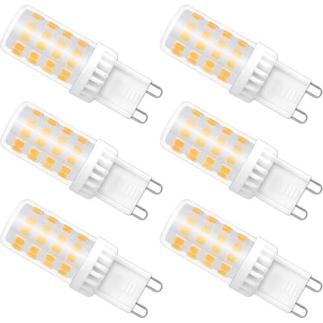 Dimmbare G9-LED-Lampe, 4 W, 40 W Halogenlampe, 480 LM, warmes Licht 3000 K, Standard-G9-Sockel, 360° drehbarer Winkel mit 6 Packungen (1/5)