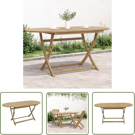 The Living Store Table pliable de jardin 160x85x75 cm bois d'acacia solide - Table De Jardin - Table Pliante - Acacia Massif - Mobilier De Jardin - Décoration Extérieur